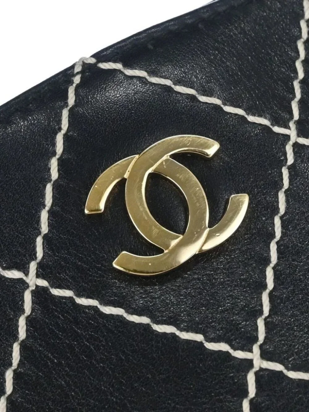 Chanel Black Calfskin Wild Stitch Tote Handbag